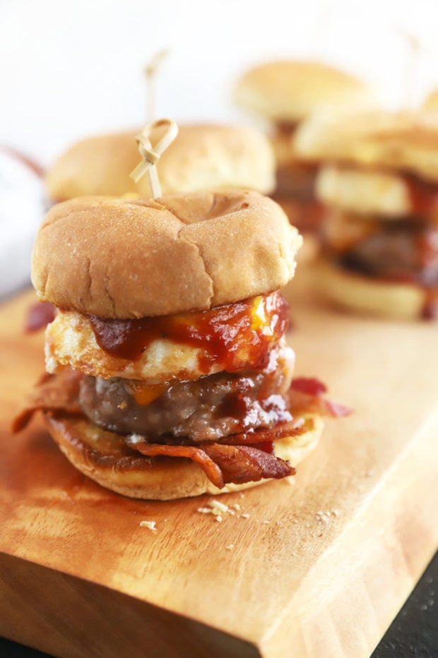 Image of breakfast sliders on a board