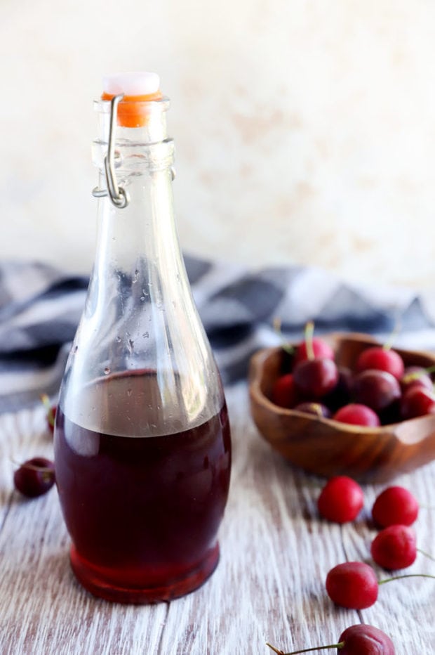 Cherry simple syrup image in jar