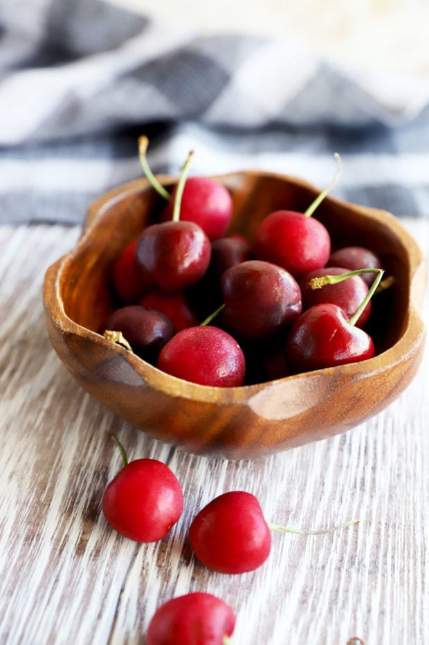 Cherries in a bowl photo