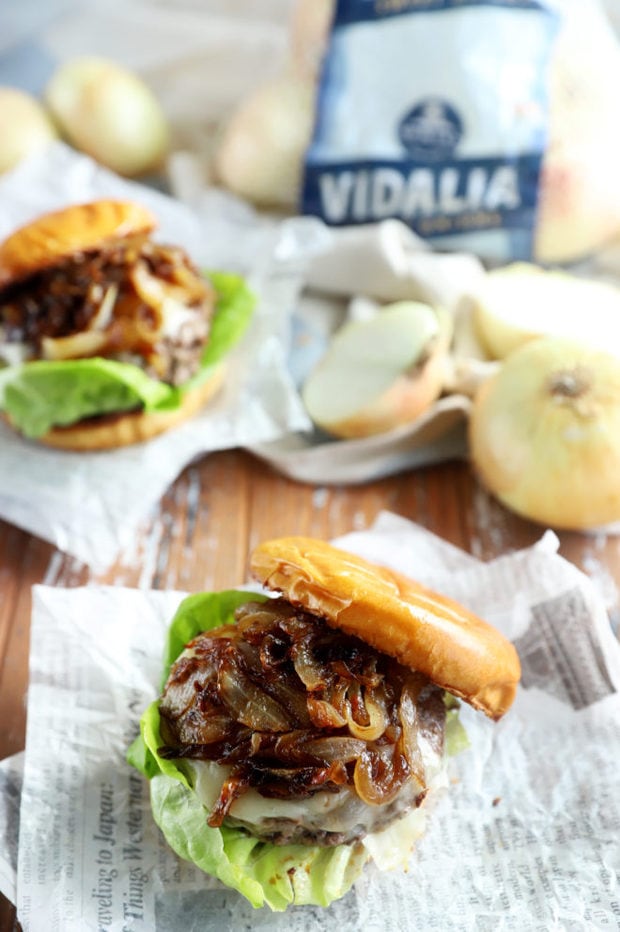 Cheeseburger photo with sweet Vidalia onions