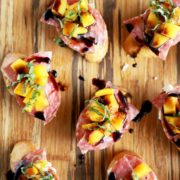 Thumbnail image salami peach ricotta crostini