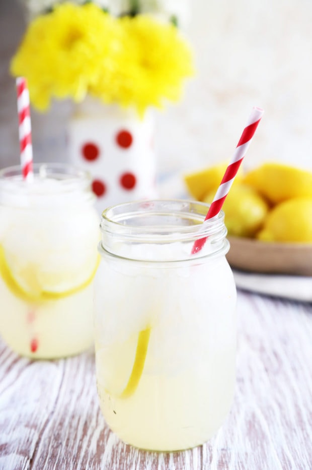 Vodka lemonade in mason jars image