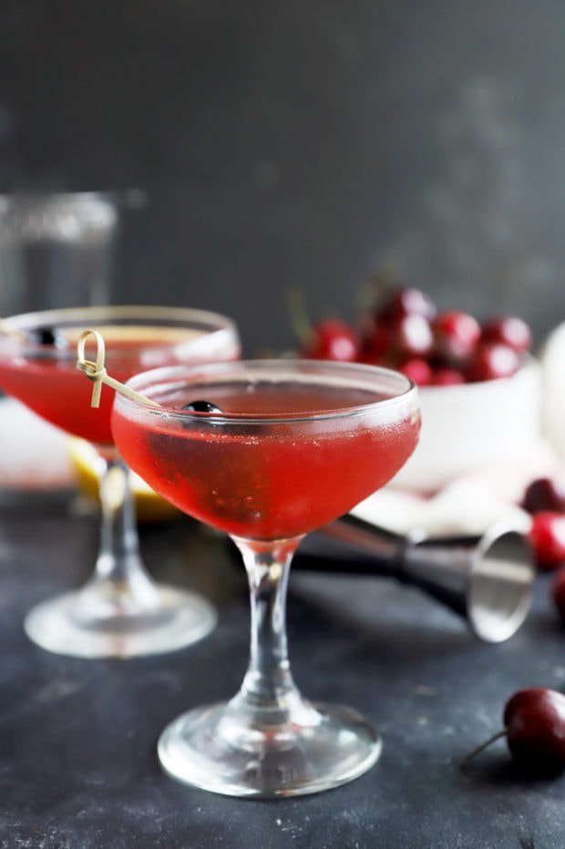 Cherry cocktail in glasses picture