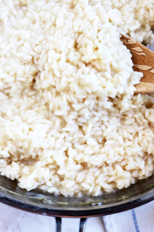 Cooking risotto in a large skillet image