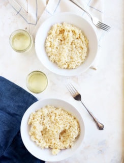 Overhead image of bowls of risotto