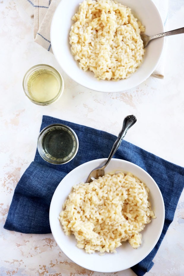 risotto in bowls overhead image