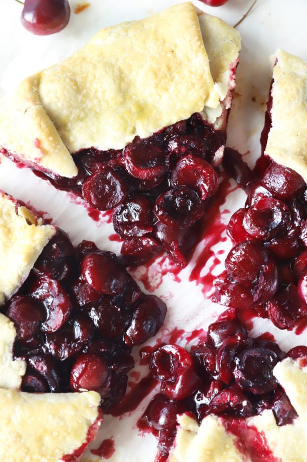 Slices of brandy cherry galette image