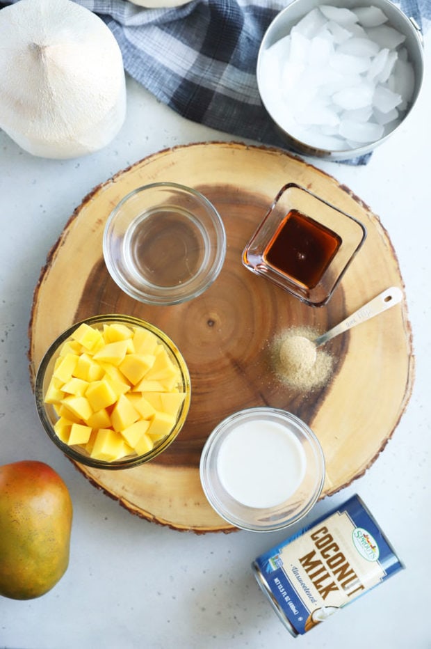 Coconut mango lassi ingredients photo