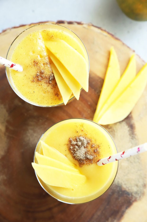 Overhead photo of mango drinks