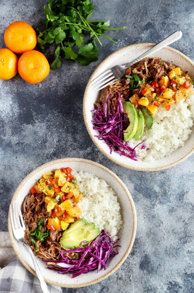 Rice bowls with mandarin salsa image