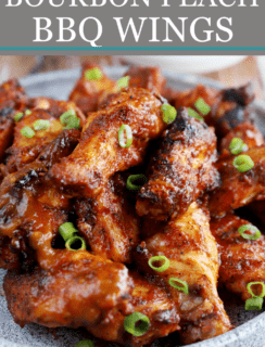 Bourbon Peach Grilled BBQ Wings Pinterest Graphic