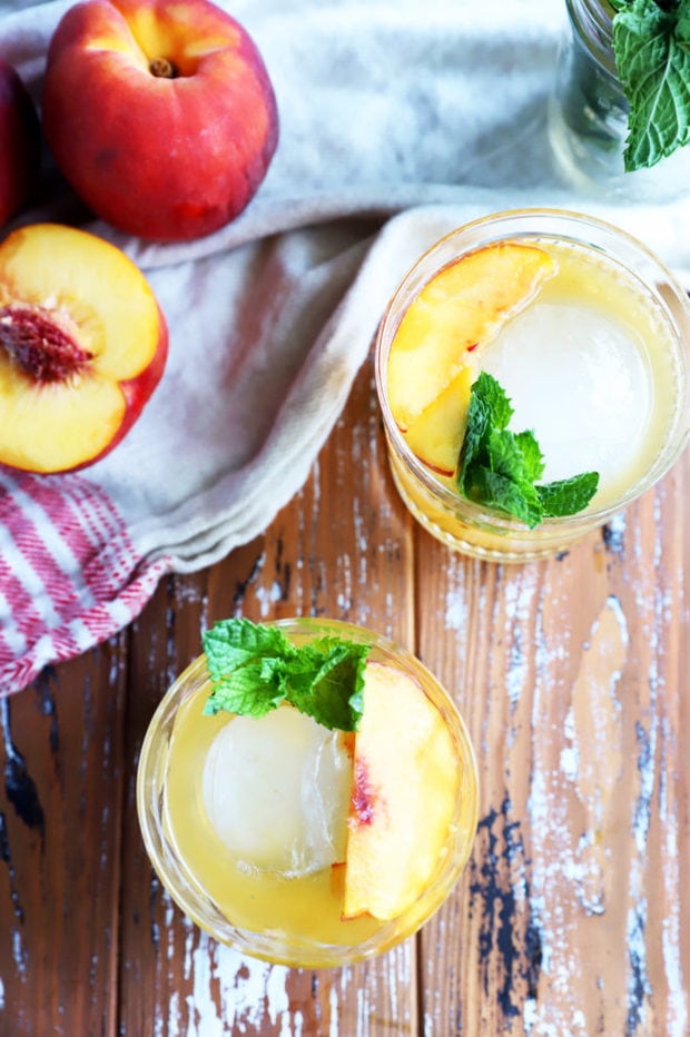 Overhead photo of peach cocktails