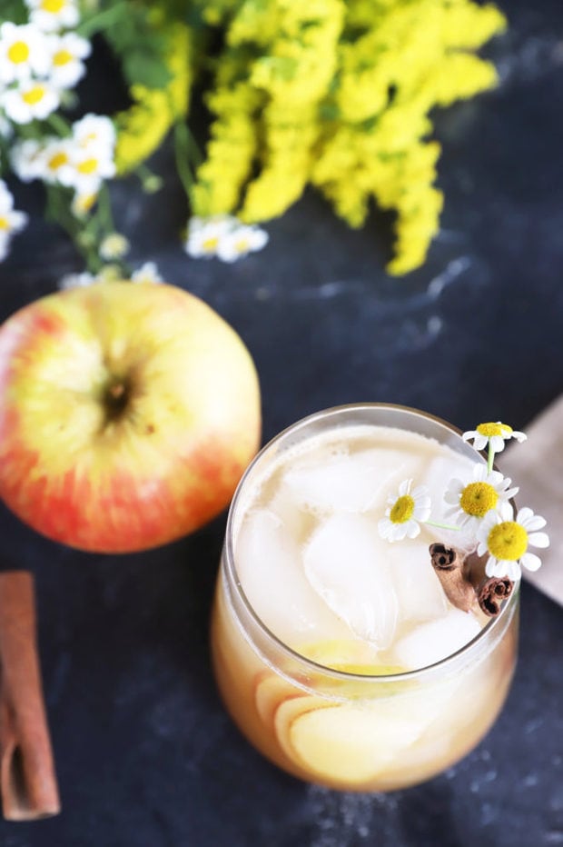 Overhead photo of apple bourbon smash