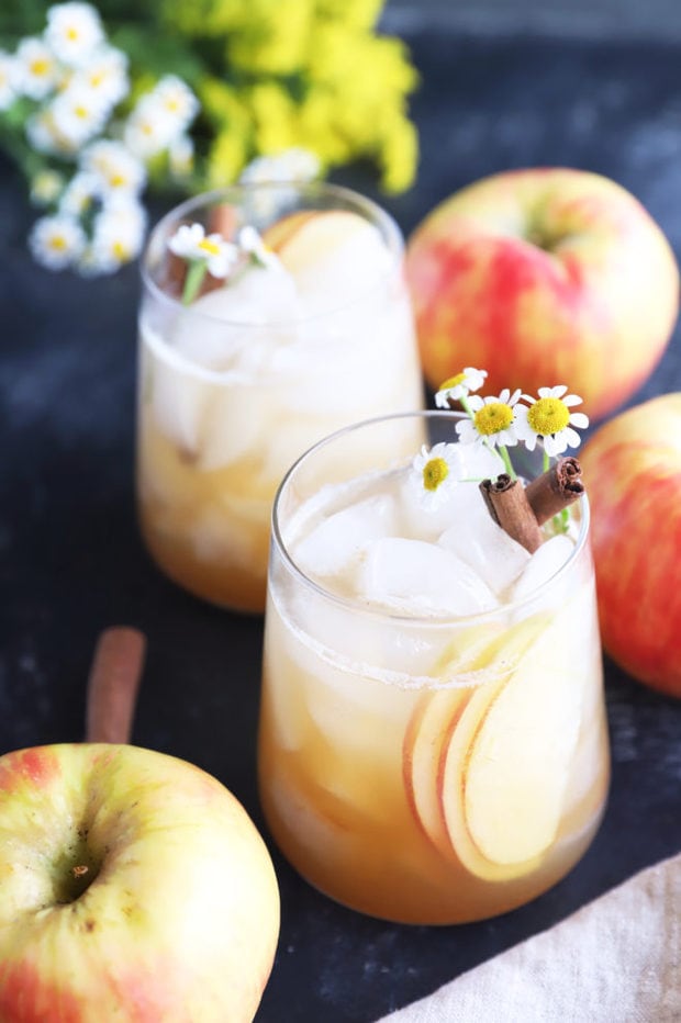 Apple fall cocktails in glasses photo