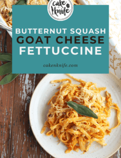 Butternut Squash Goat Cheese Fettuccine Bake Pinterest Image