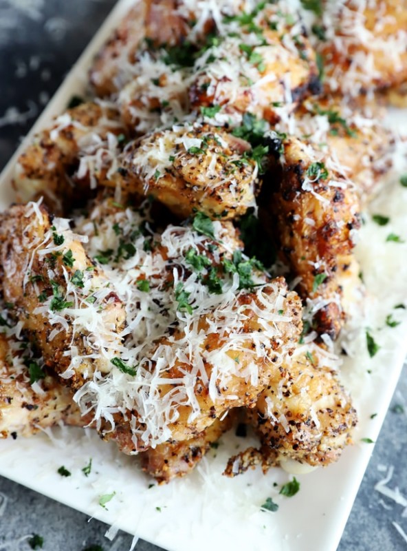 Side photo of cacio e pepe grilled wings