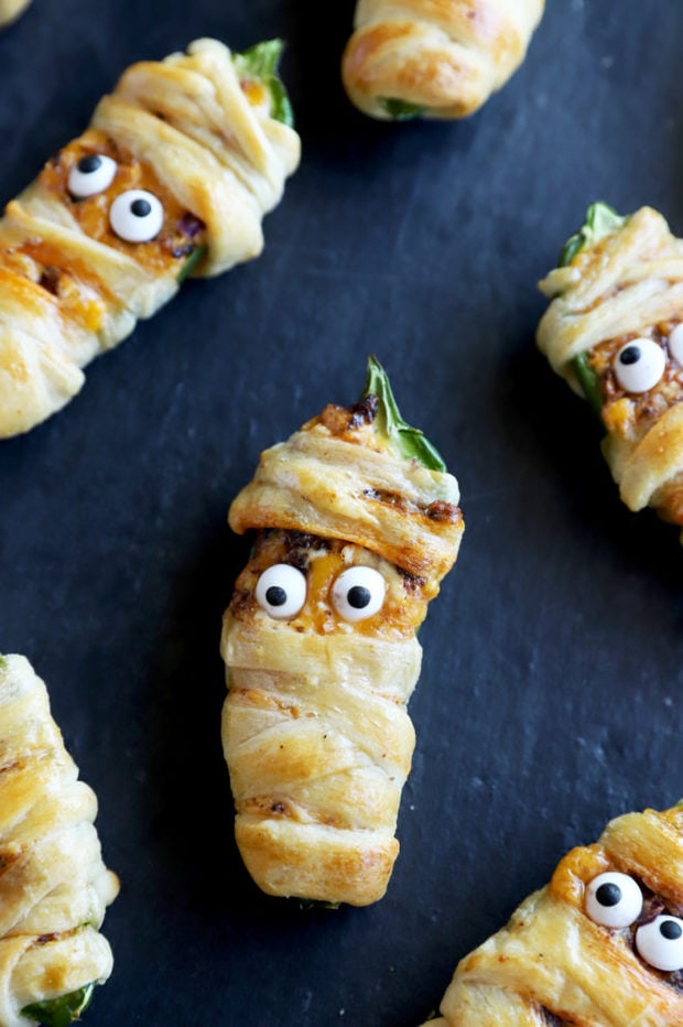 Jalapeno poppers for halloween on plate image