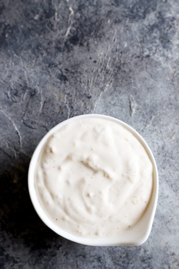 Photo of bowl of garlic aioli