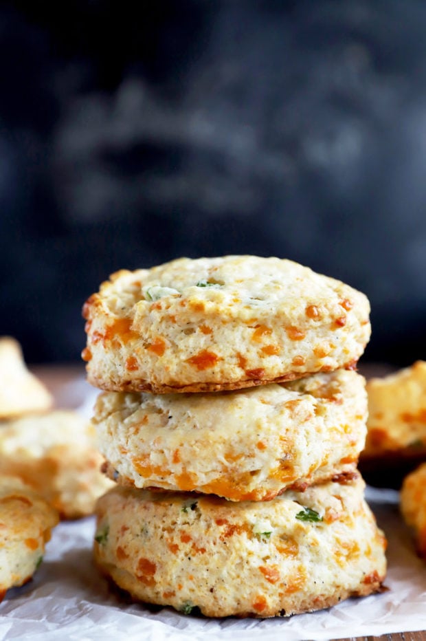jalapeño cheddar biscuits stacked image