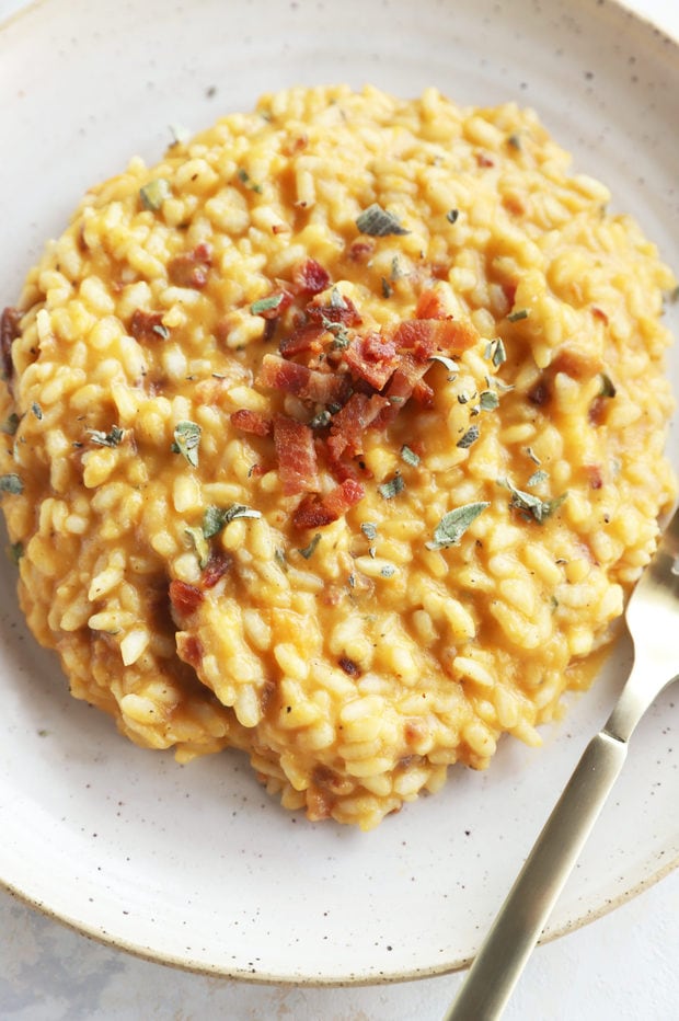Butternut squash risotto on a plate image