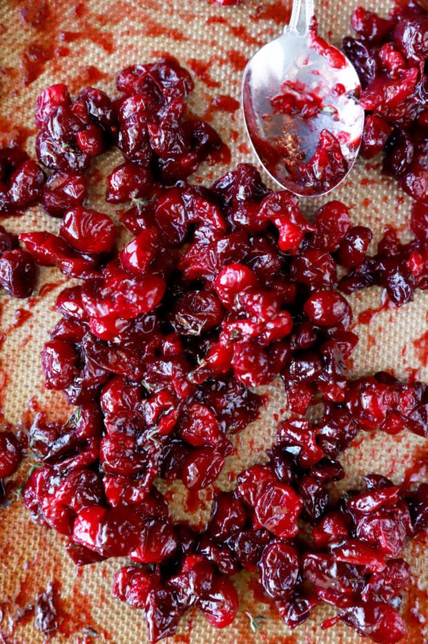 Roasted cranberries on sheet pan image