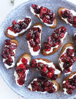 Roasted cranberries on crostini image