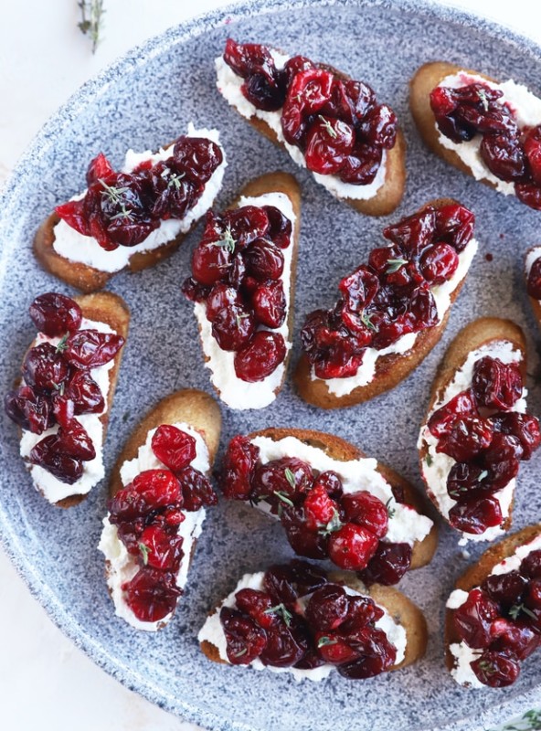 Roasted cranberries on crostini image