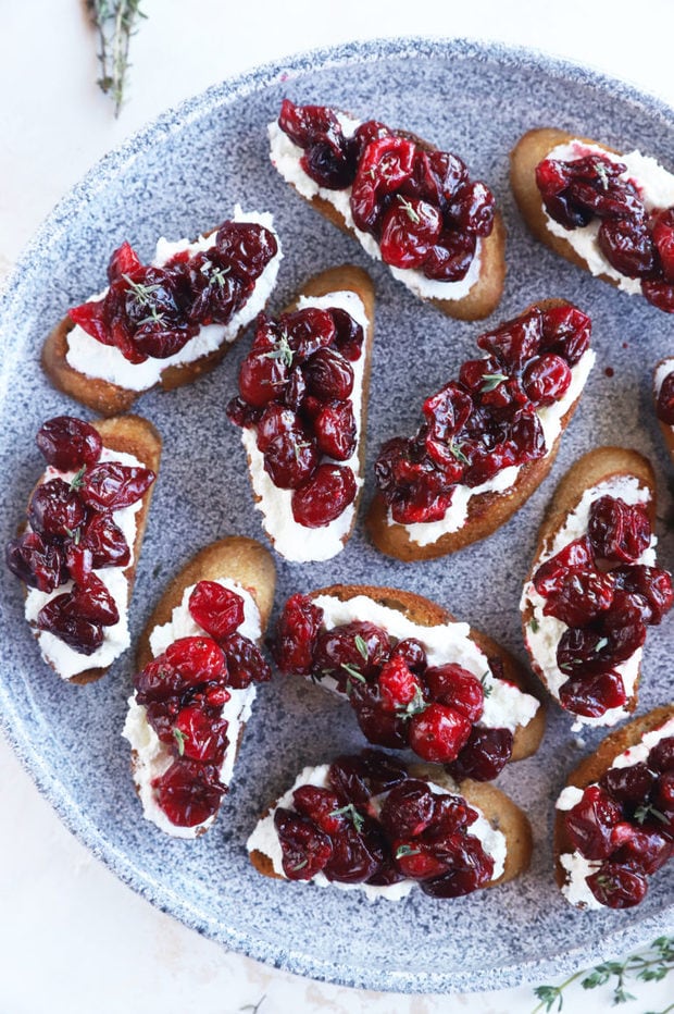 Roasted cranberries on crostini image