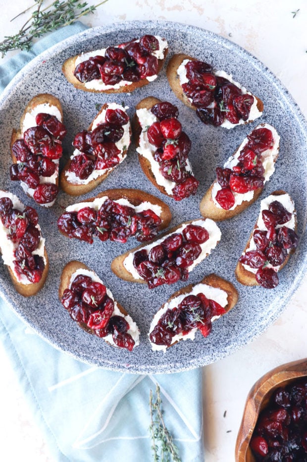 Image of roasted cranberry goat cheese crostini