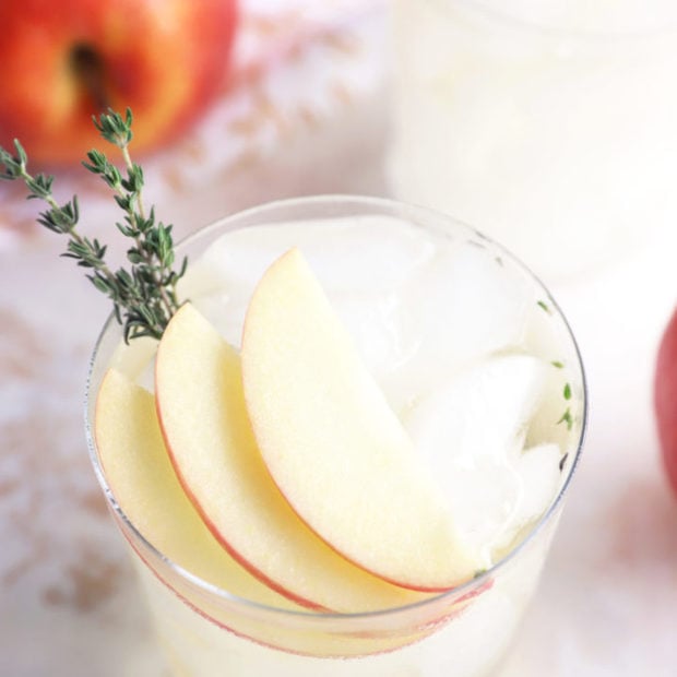 Photo of a gin and tonic with apple