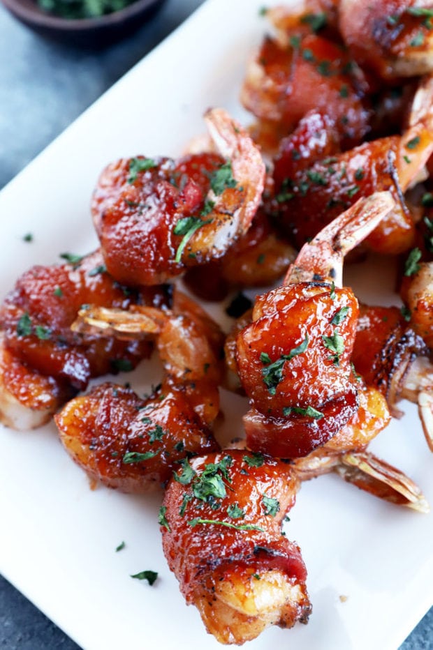 BBQ bacon wrapped shrimp platter picture