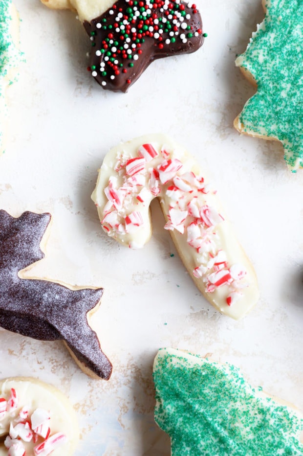 Candy cane image shortbread cookie