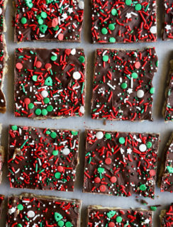 Overhead image of christmas chocolate dessert