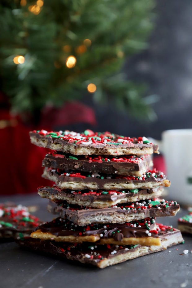 Christmas crack candy in a pile image