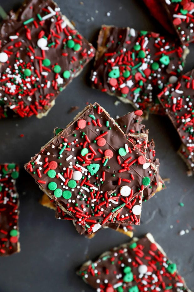 Overhead image of christmas candy