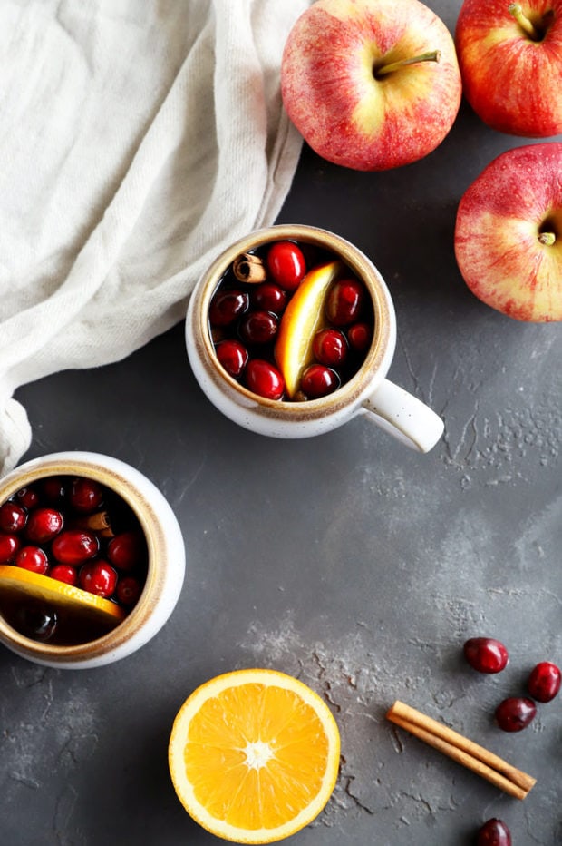 Cider in mugs overhead image