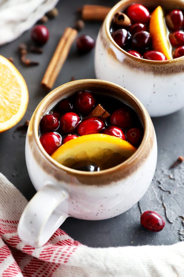 Cranberries and cider in a mug image