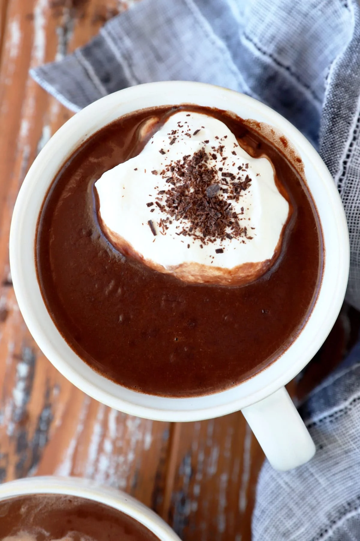 Overhead photo of hot chocolate in mug