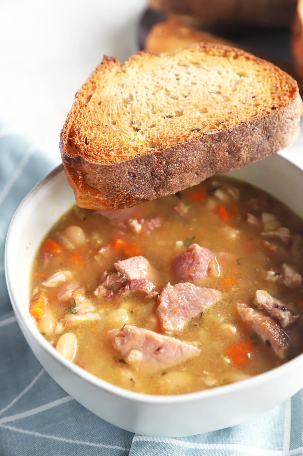 Instant Pot ham and bean soup in bowl image