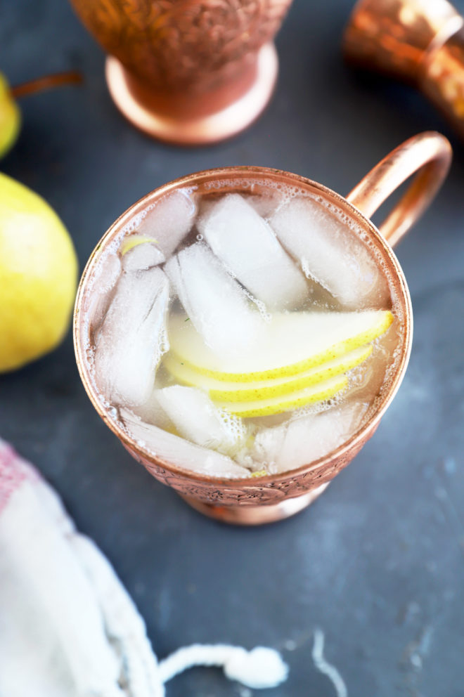 Fall pear moscow mule image in copper mug