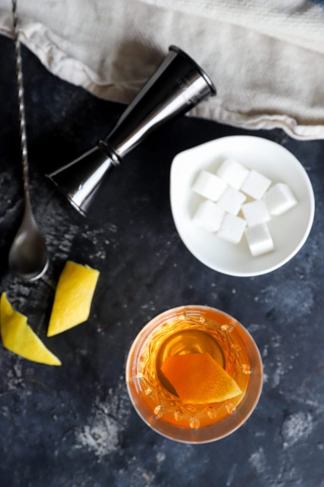 Overhead photo of bourbon sazerac image