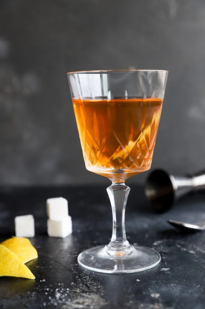Classic sazerac cockail with bourbon image