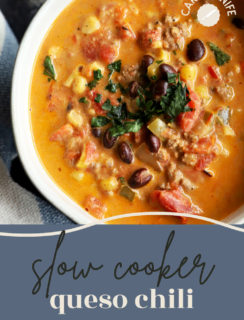 Slow Cooker Queso Chili Pinterest Graphic