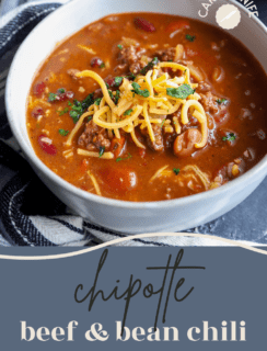 Chipotle beef and bean chili Pinterest image