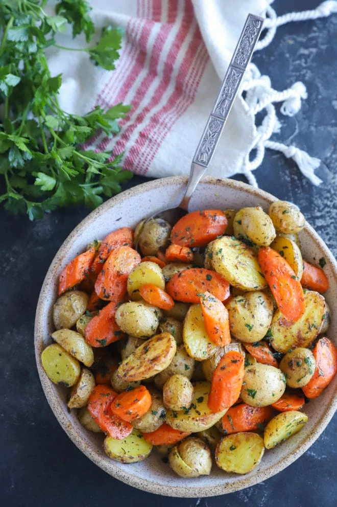 Bowl of roasted vegetables image