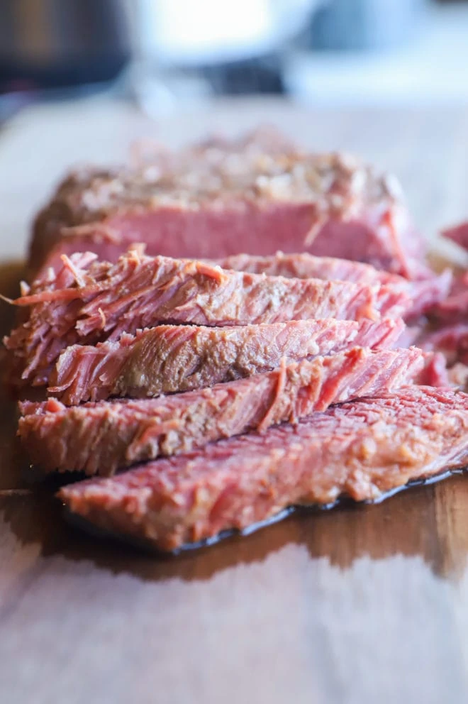 Image of sliced beef on cutting board
