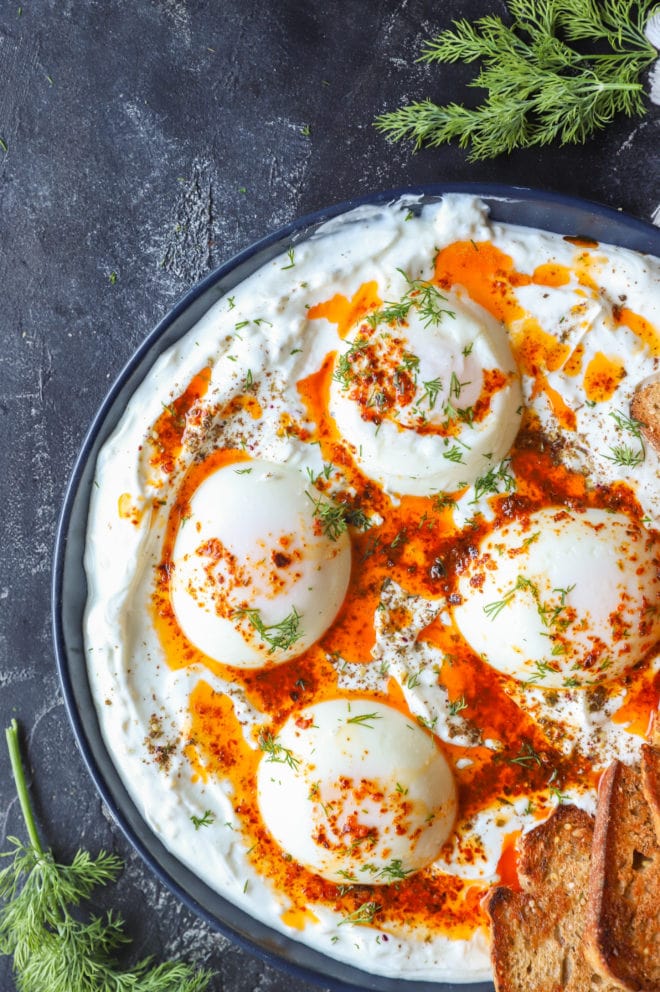 Instant Pot Poached eggs on yogurt image