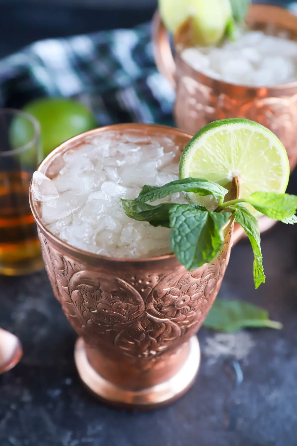 Image of moscow mule in copper mug with mint