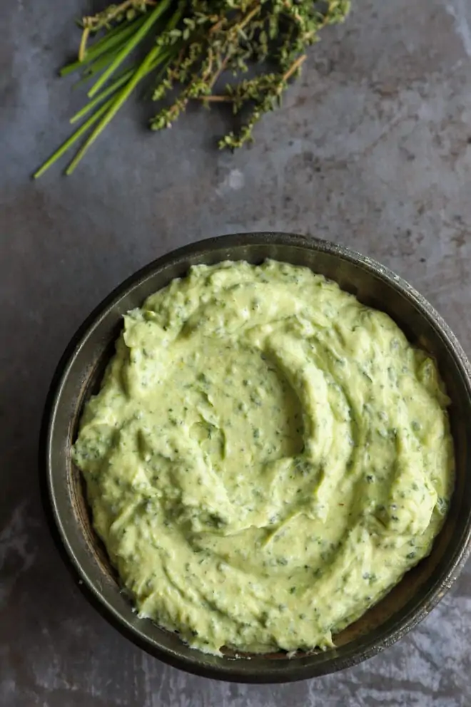 Image of whipped herb ricotta in bowl