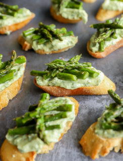 Asparagus crostini on sheet pan image